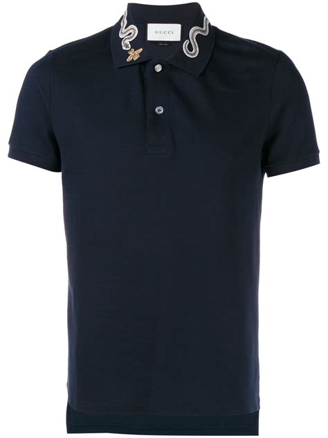 gucci polo snake cheap|Gucci Snake And Bee Collar Polo Shirt in Blue for Men .